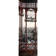 K Mehmood, 24 x 72 Inch, Acrylic and Charcoal on Canvas, Cityscape Painting, AC-KHM-008